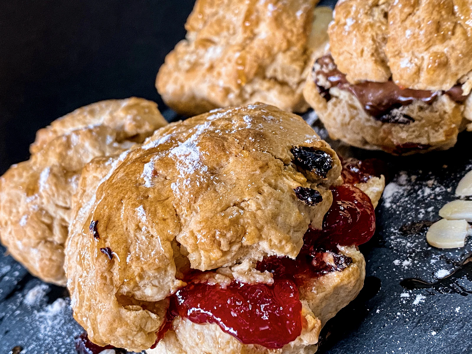 Fresh baked pastries and scones on display