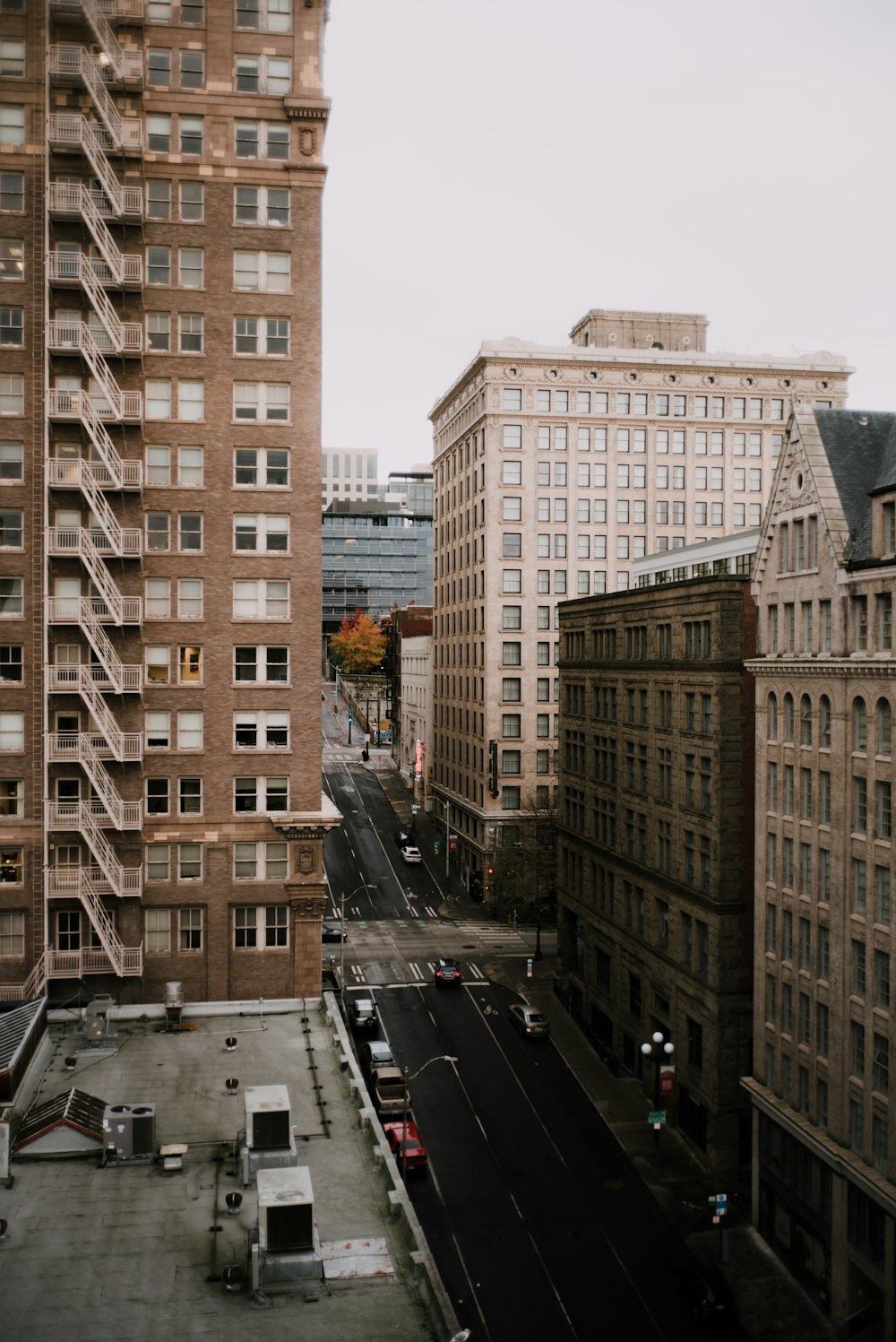 cars parked on side of the road in between high rise buildings during daytime