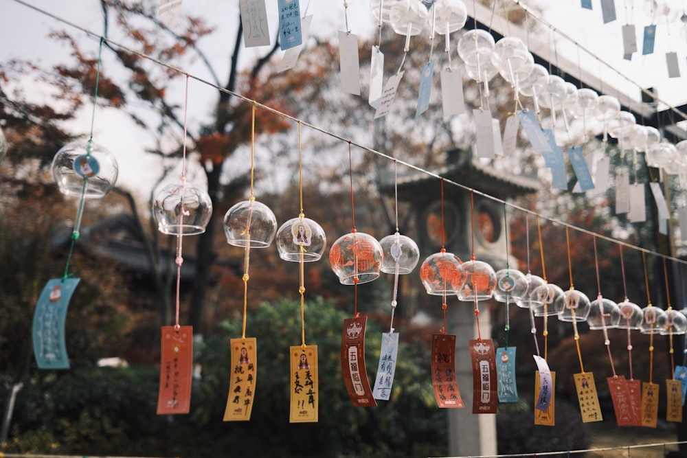 hanging decor on brown wooden fence