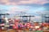 red and blue cargo containers
