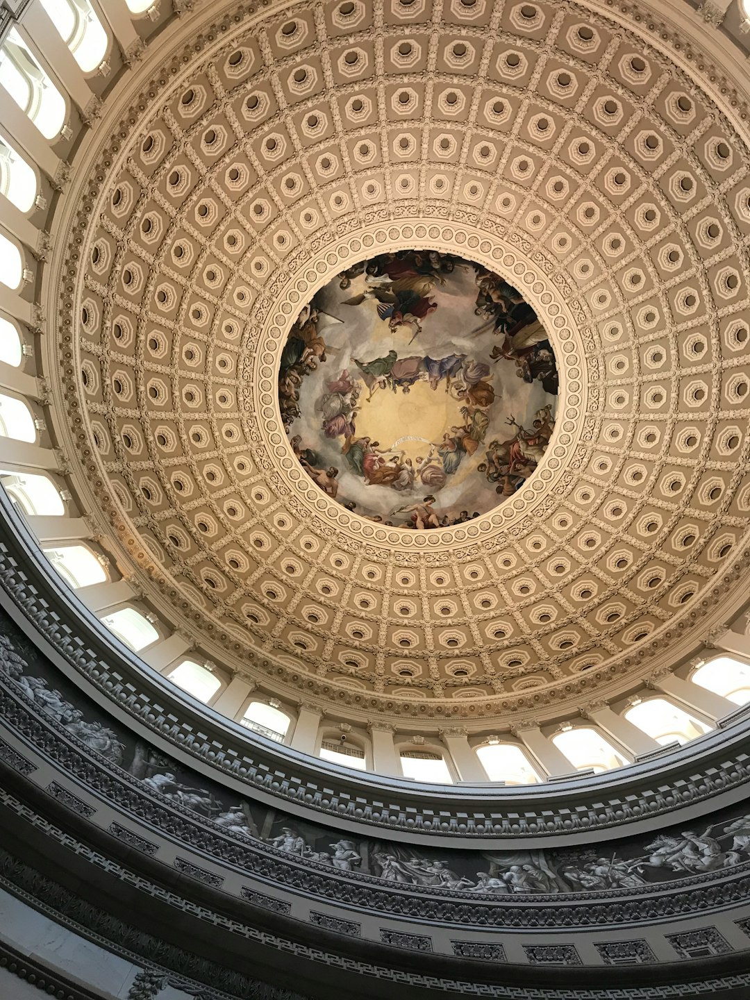 brown and white round ceiling