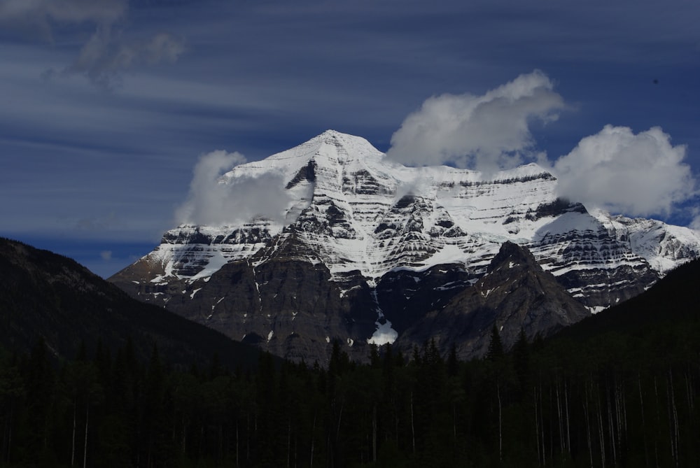 snow covered mountain under cloudy sky during daytime