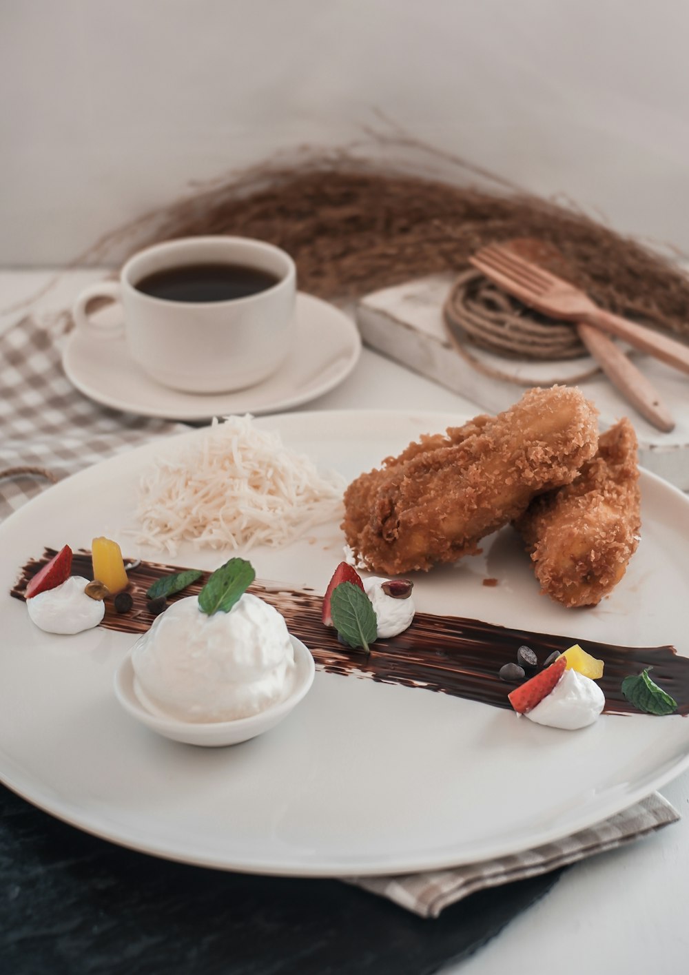 fried chicken on white ceramic plate