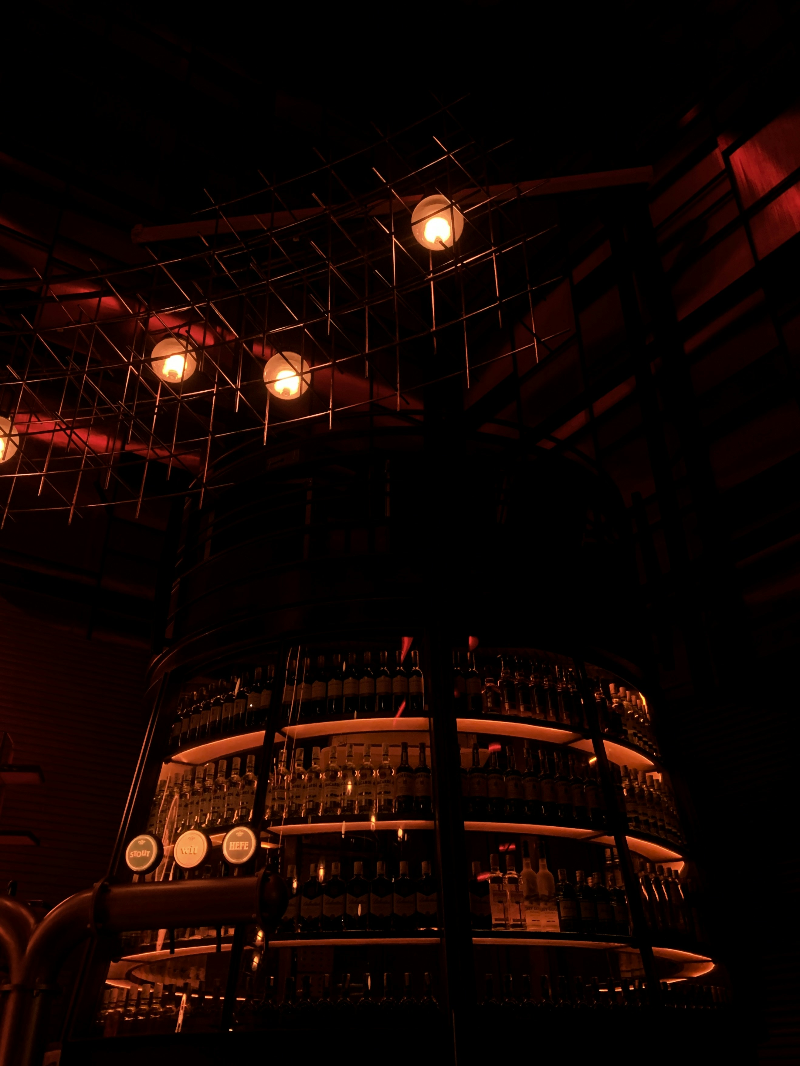 lighted pendant lamps in dark room