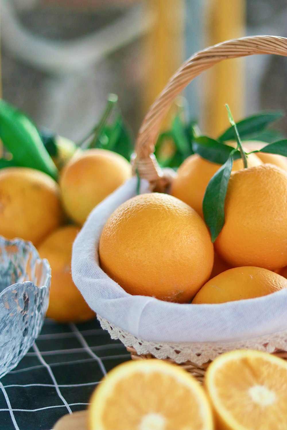 orange fruits on brown woven basket