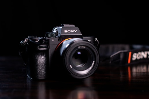 black and silver sony dslr camera