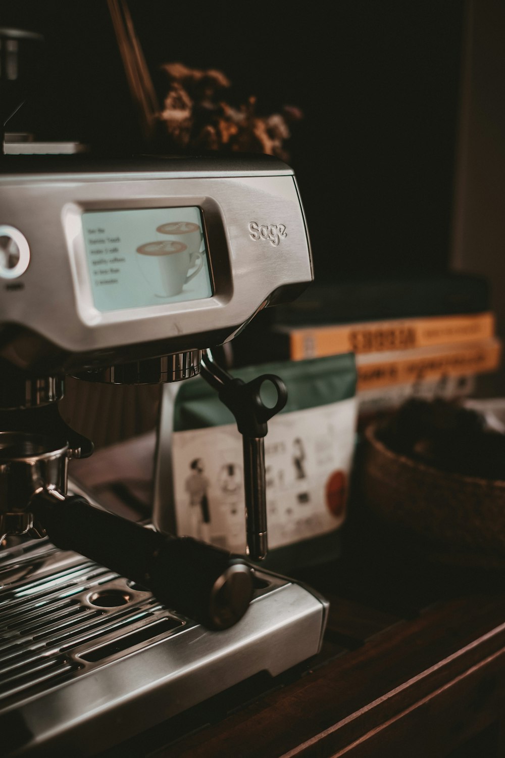 silver and black espresso machine