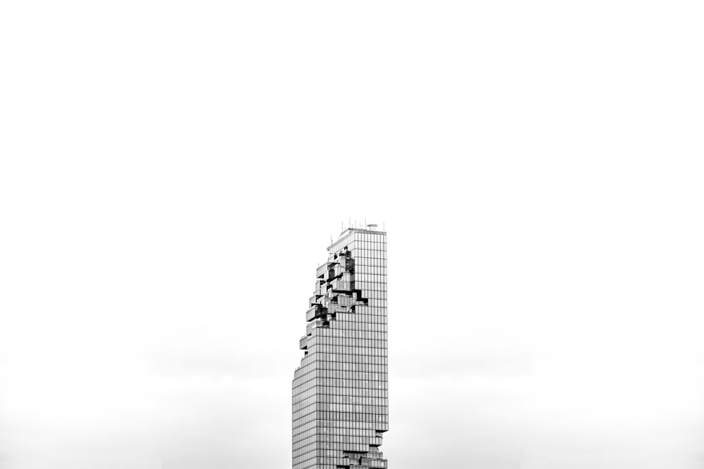 grayscale photo of high rise building