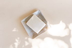 white square container on white table