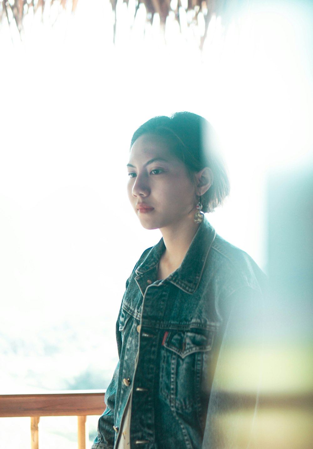 woman in black and white plaid button up shirt