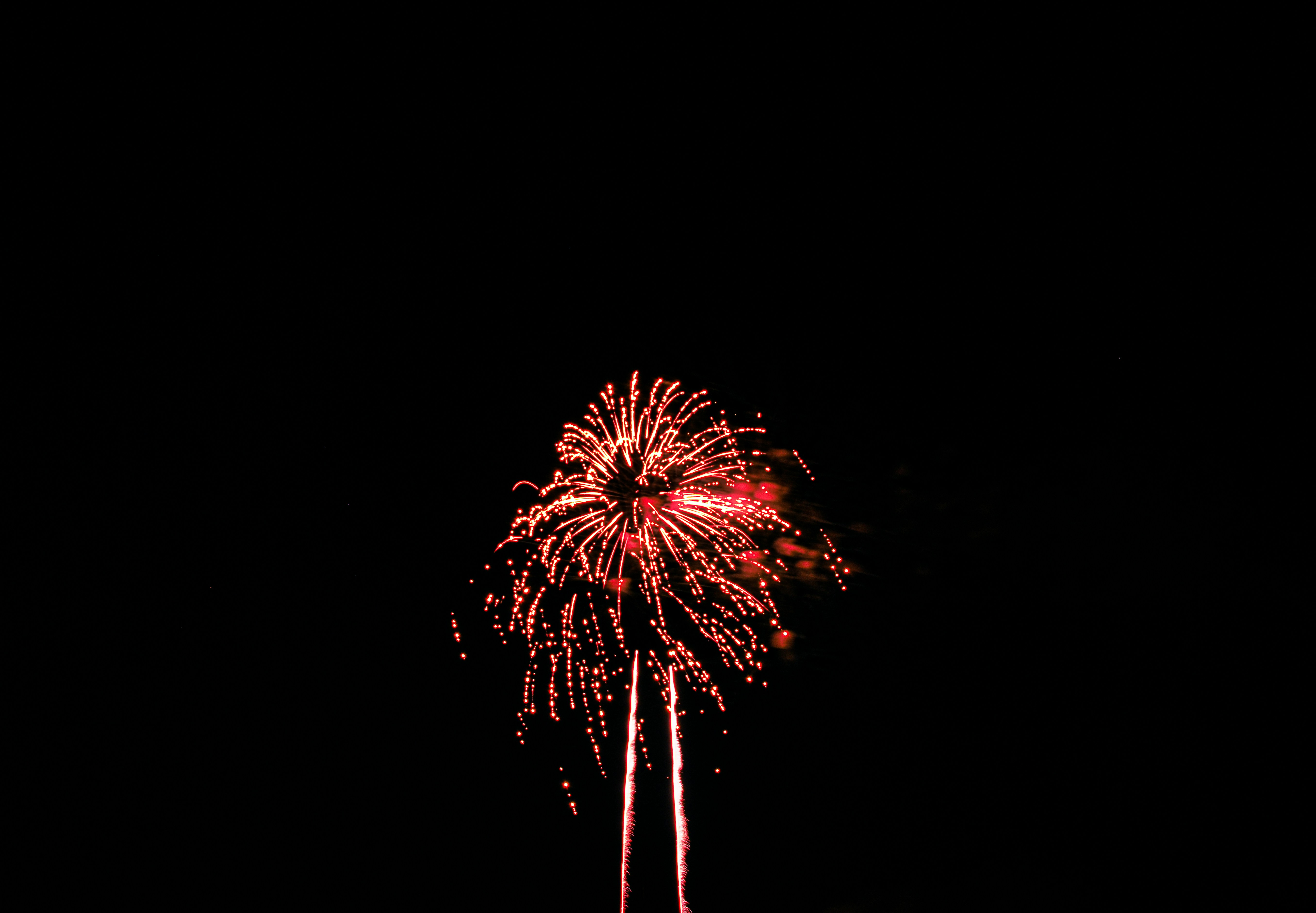 red and white fireworks in the sky, 