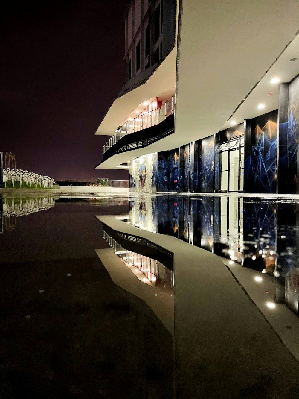 white and brown concrete building during night time