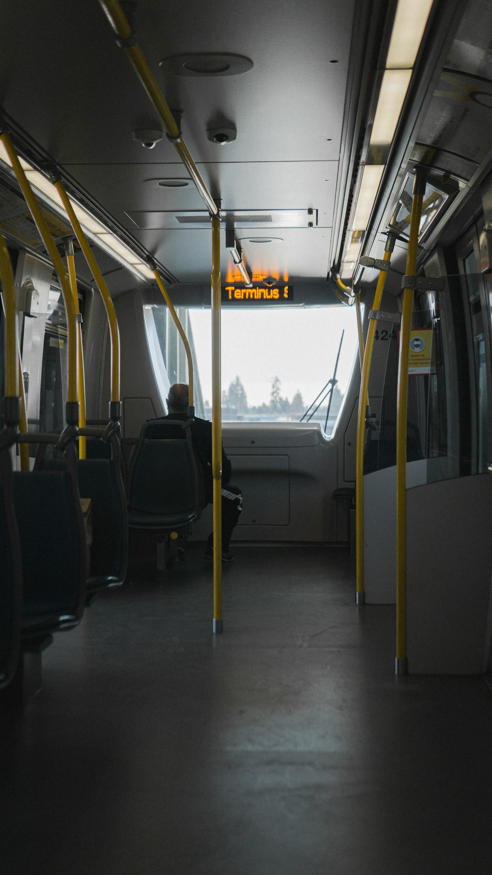 black and gray bus seats