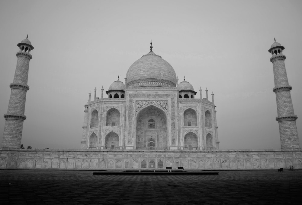 grayscale photo of dome building