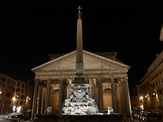 white concrete building during night time