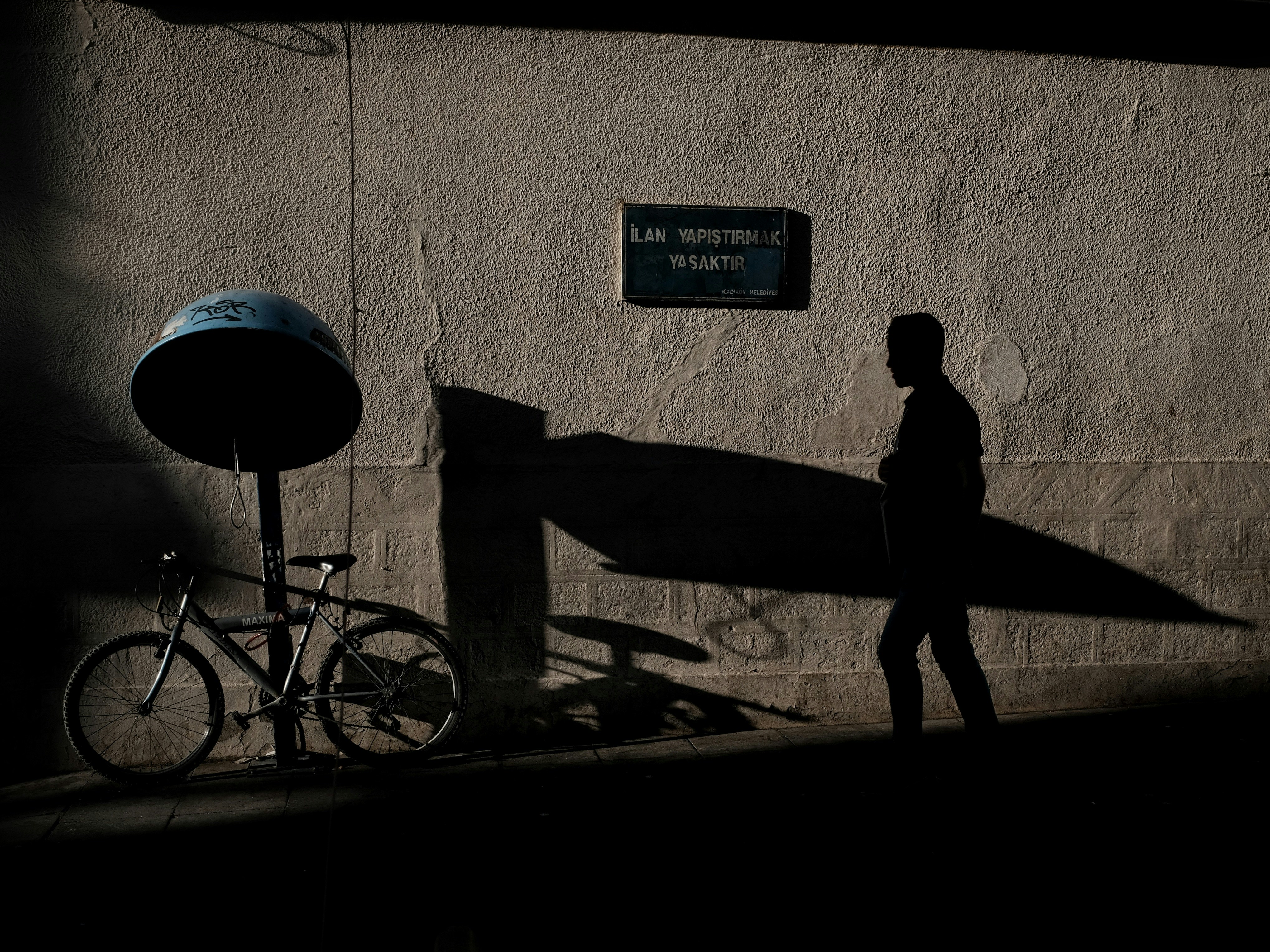 man and woman walking beside bicycle