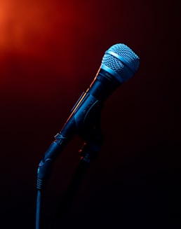 black microphone on black microphone stand