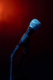 black microphone on black microphone stand