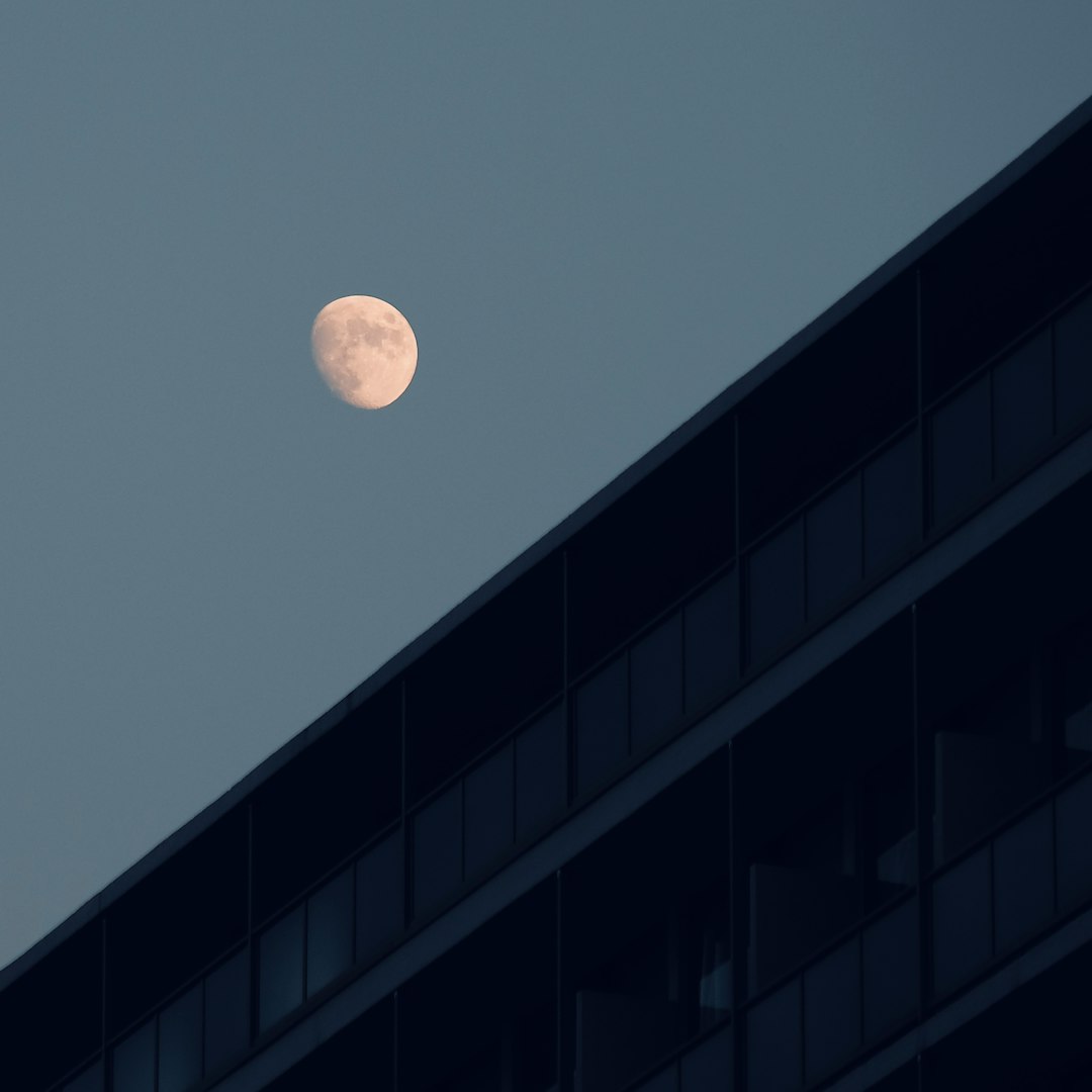 full moon over the building