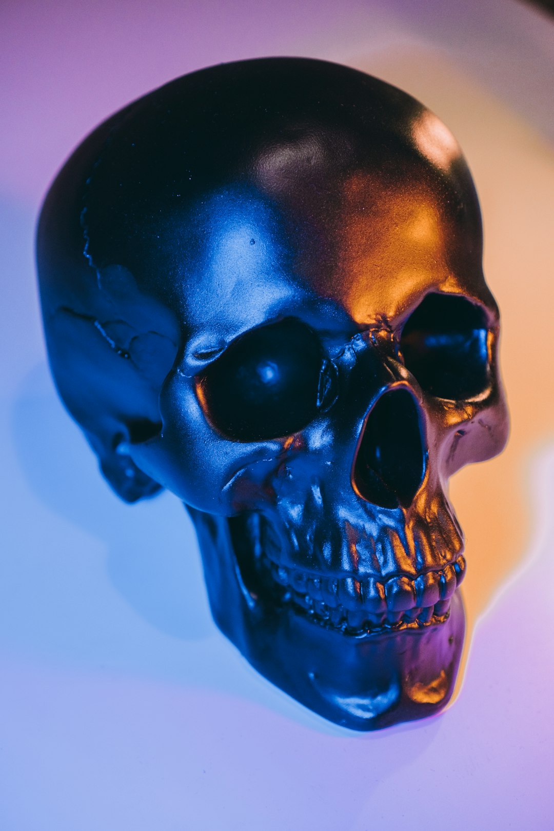 blue skull with black sunglasses