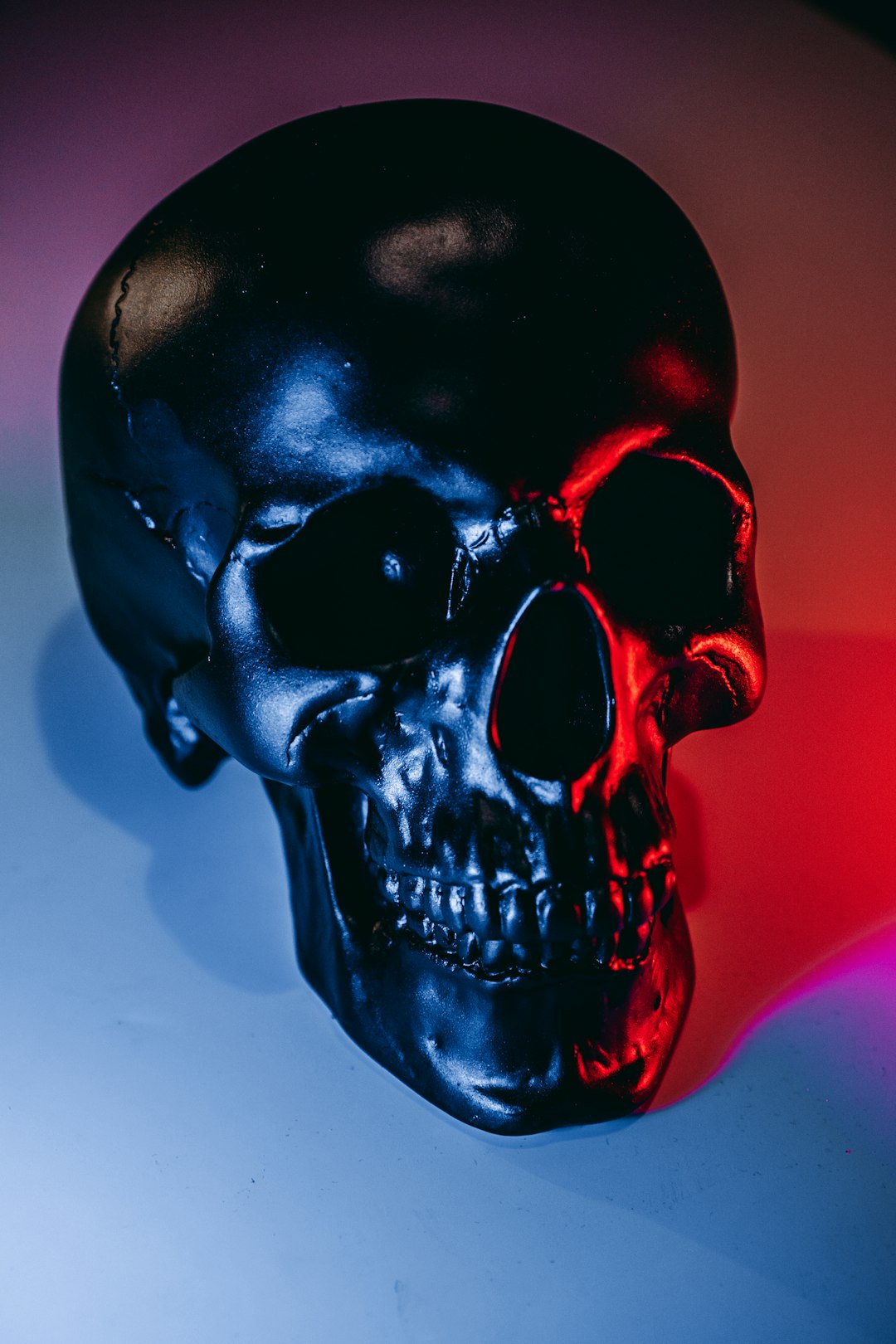 black skull on red surface