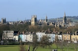 Cityscape view of a popular study destination with diverse students walking on the streets.