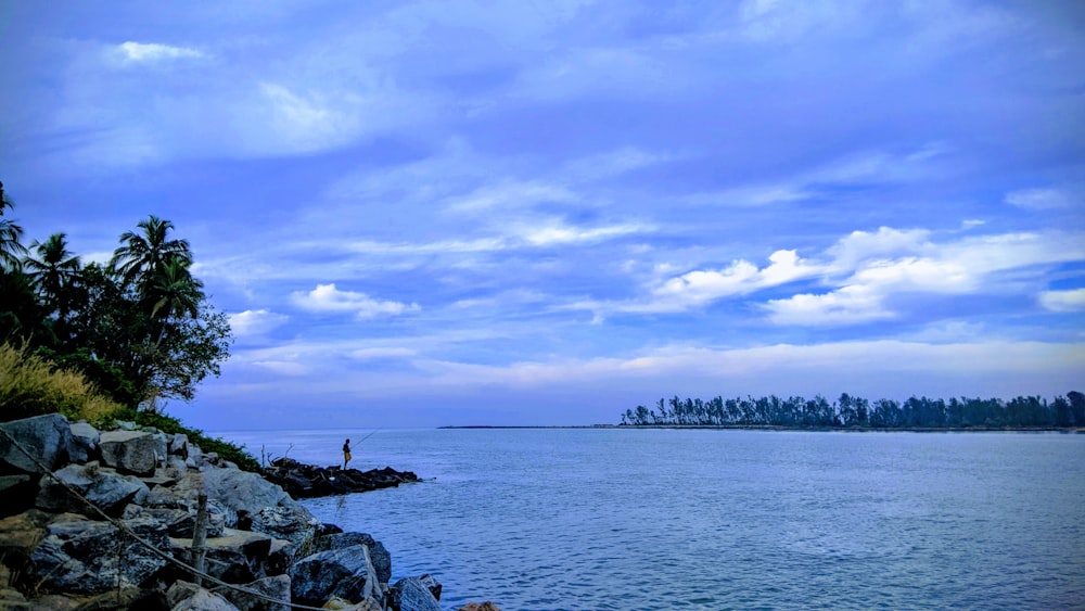 person standing on rock near body of water during daytime