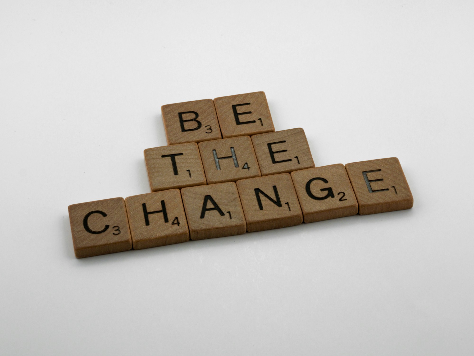 Scrabble Buchstaben die ergeben "Be the change"