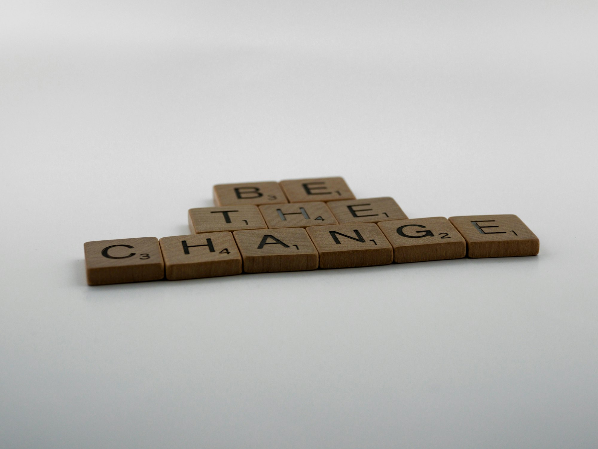 scrabble, scrabble pieces, lettering, letters, wood, scrabble tiles, white background, quote, words, type, typography, design, layout, be the change, proactive, activism, make a difference, don't just sit there, make a change, global warming, black lives matter, personal responsibility, responsibility, with great power comes great responsibility, 
