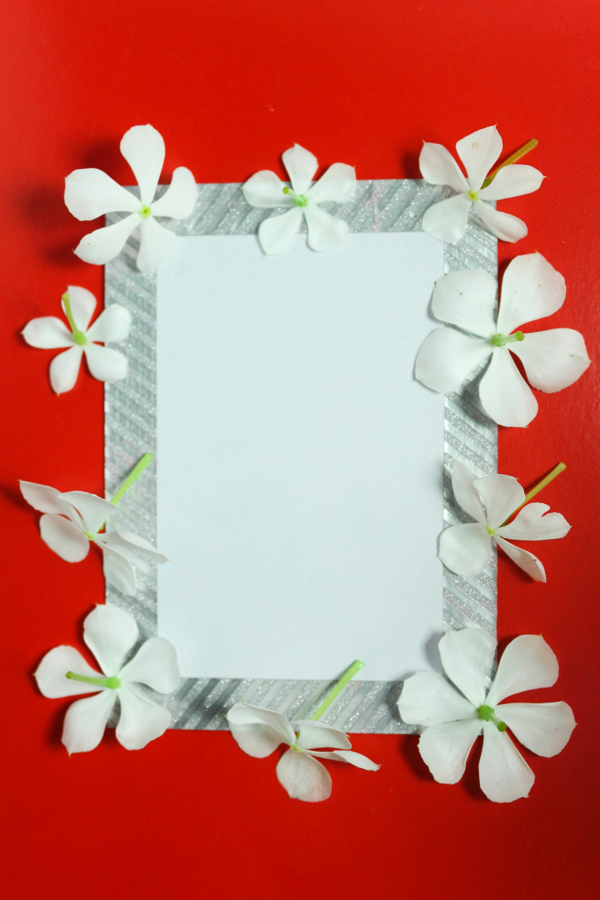white and red floral frame