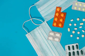 Close-up of a variety of durable medical supplies neatly arranged on a clean surface.