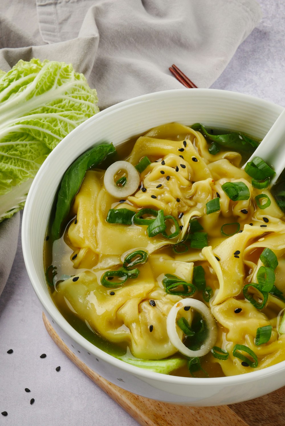 pasta dish on white ceramic bowl