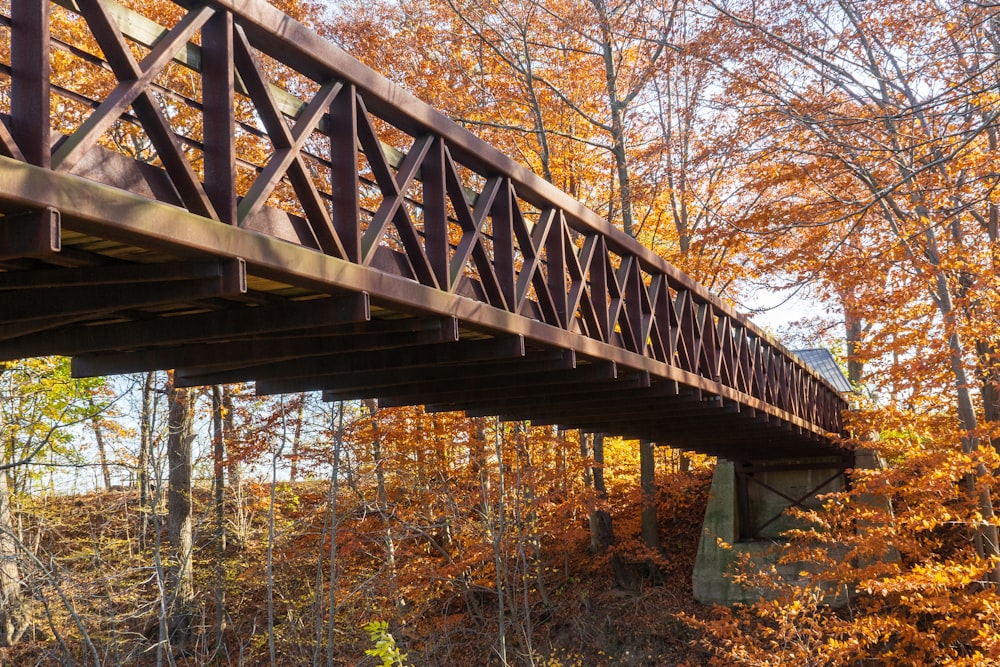 brown wooden bridge over river