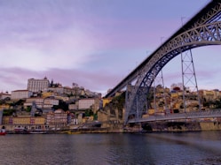 gray metal bridge over river