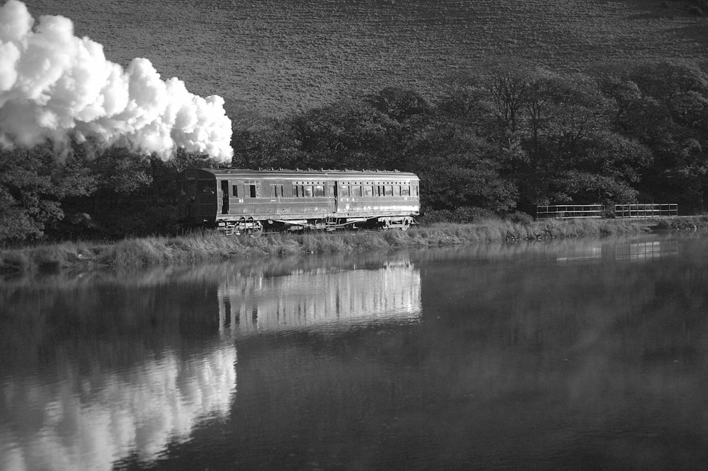 grayscale photo of a river