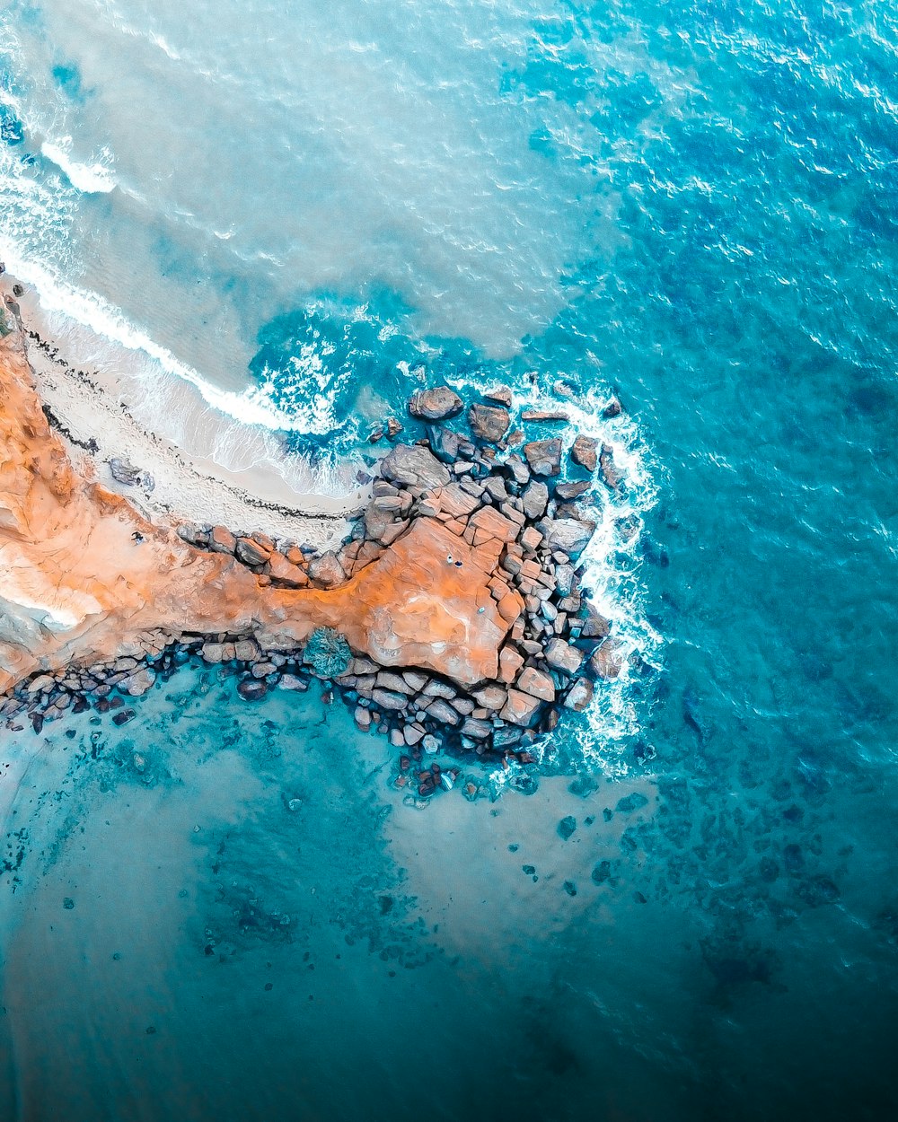 aerial view of ocean waves