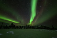 green aurora lights during night time