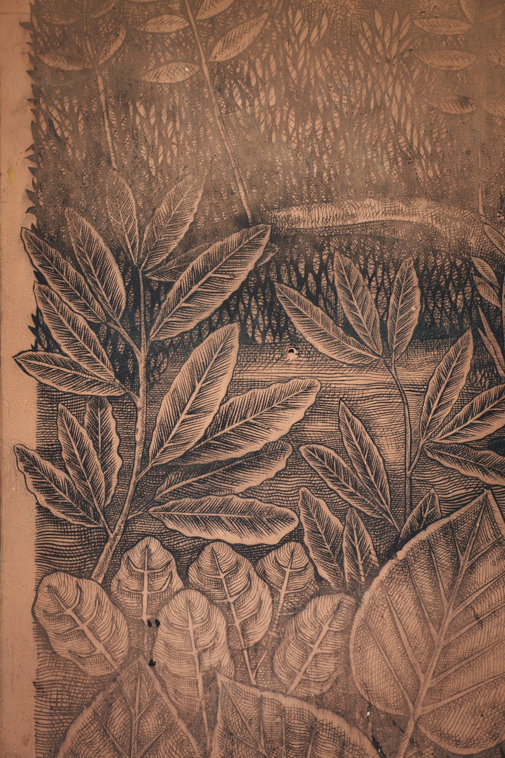 brown and black leaves painting