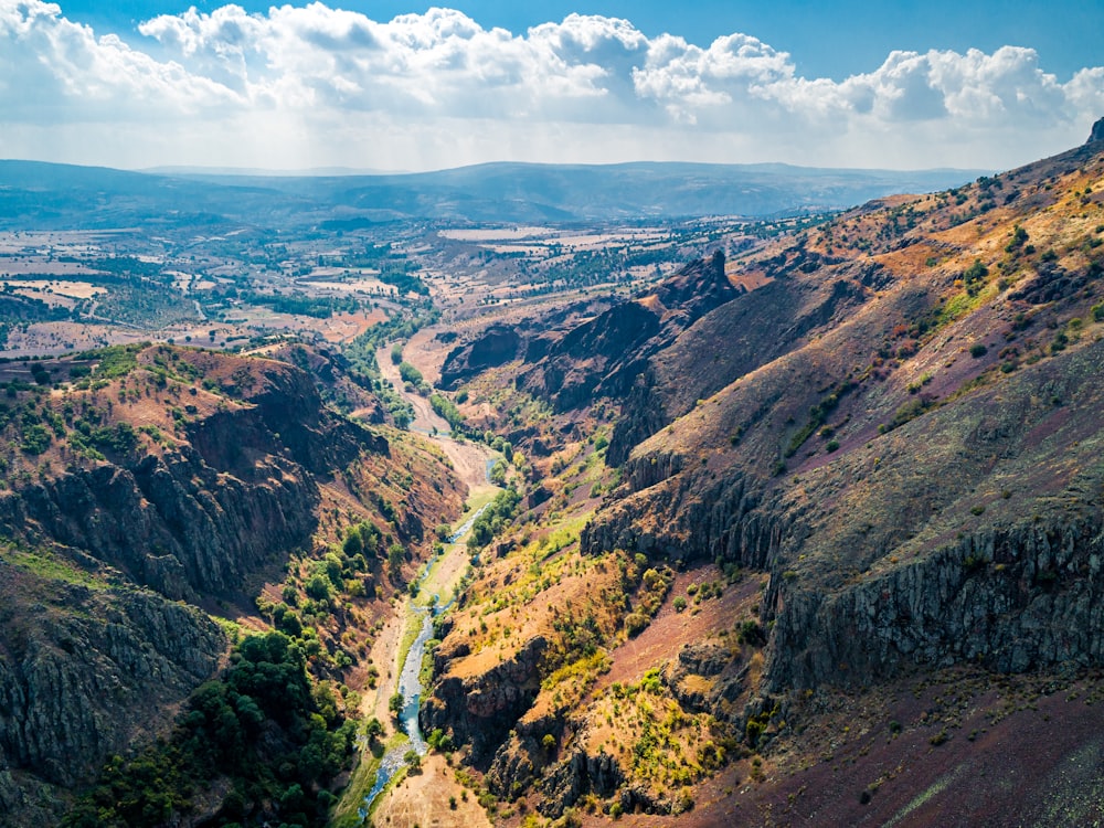 a river running through a valley surrounded by mountains