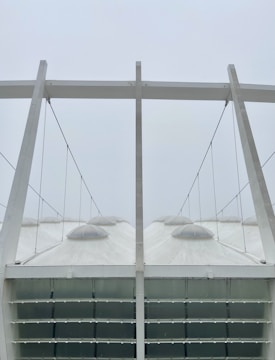 Close-up of a minimalist canopy structure with clean lines.