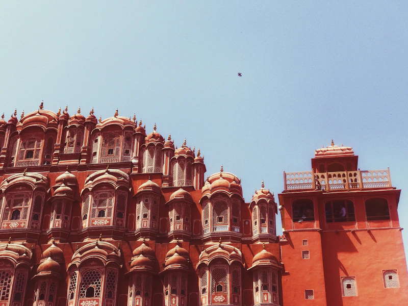 Beautiful Indian architecture under a blue sky