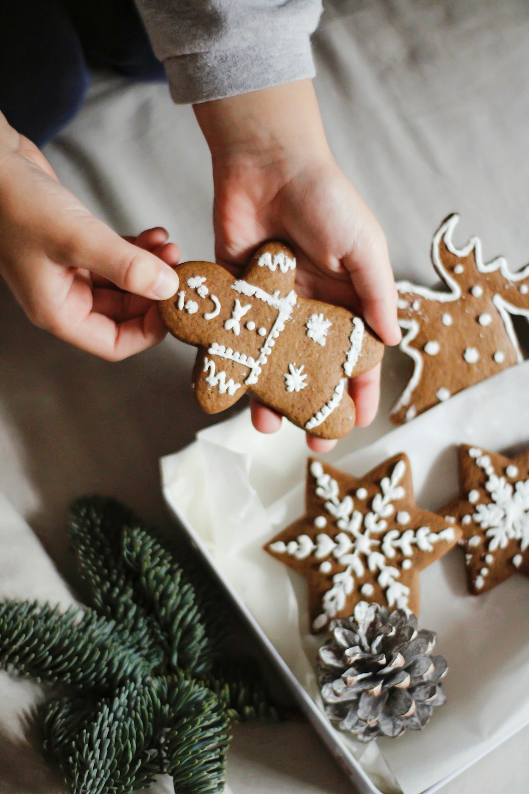 person holding brown and white star shaped ornament