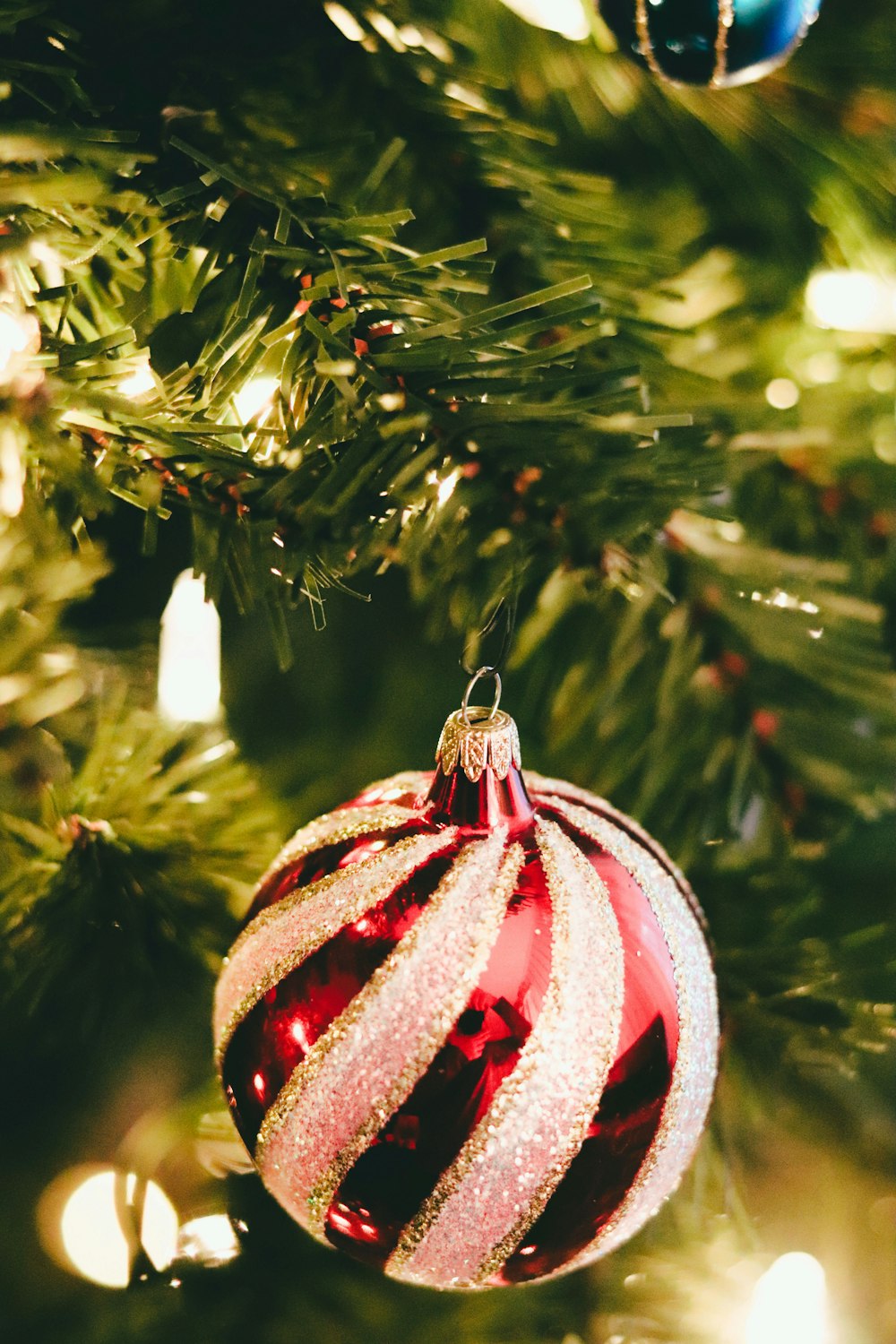 red and gold christmas bauble