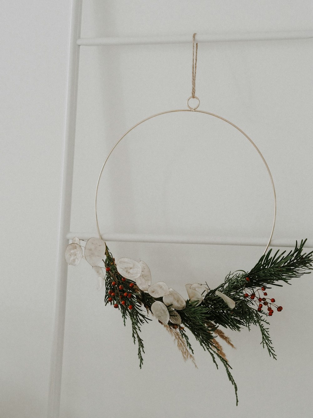 white and green floral hanging decor