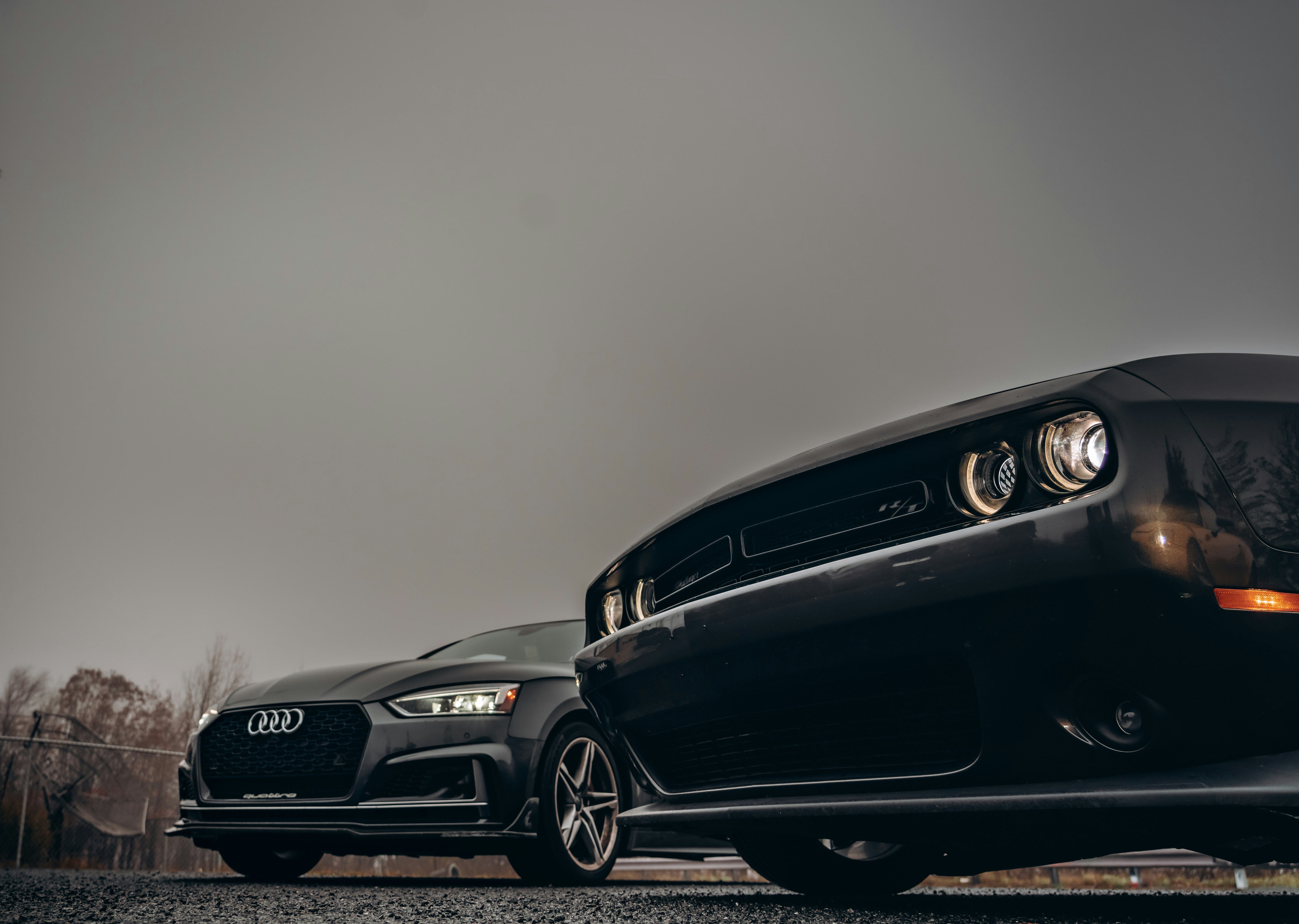 This is one of my favorite cars -- dodge challenger. And invited my friend to take his Audi S5 to shoot some photos of our cars.