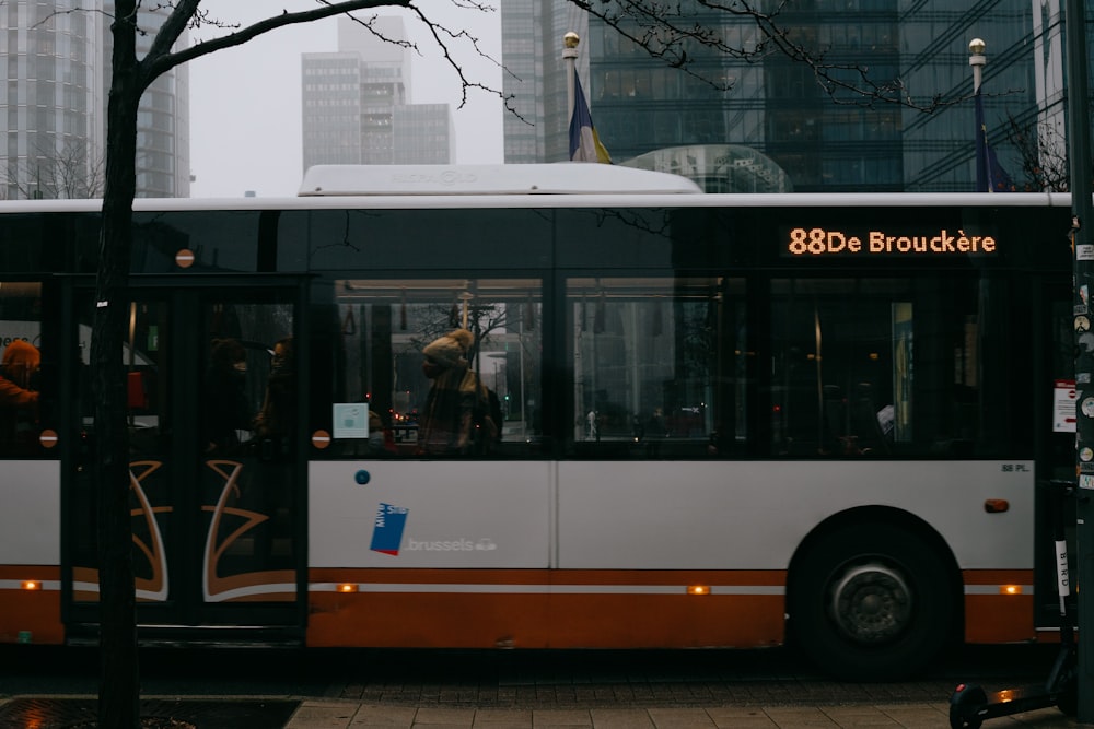 a public transit bus on a city street