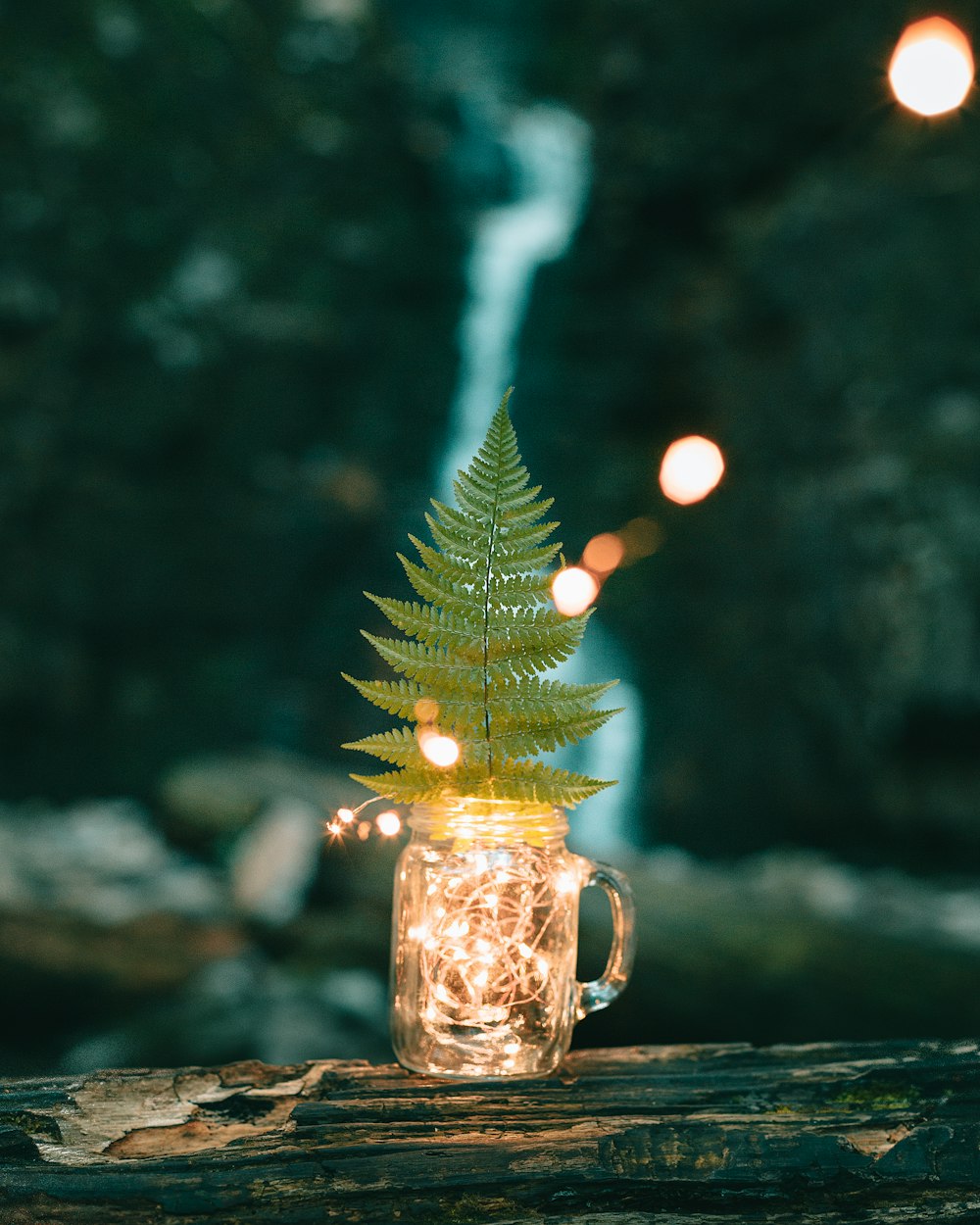 gold christmas tree with string lights