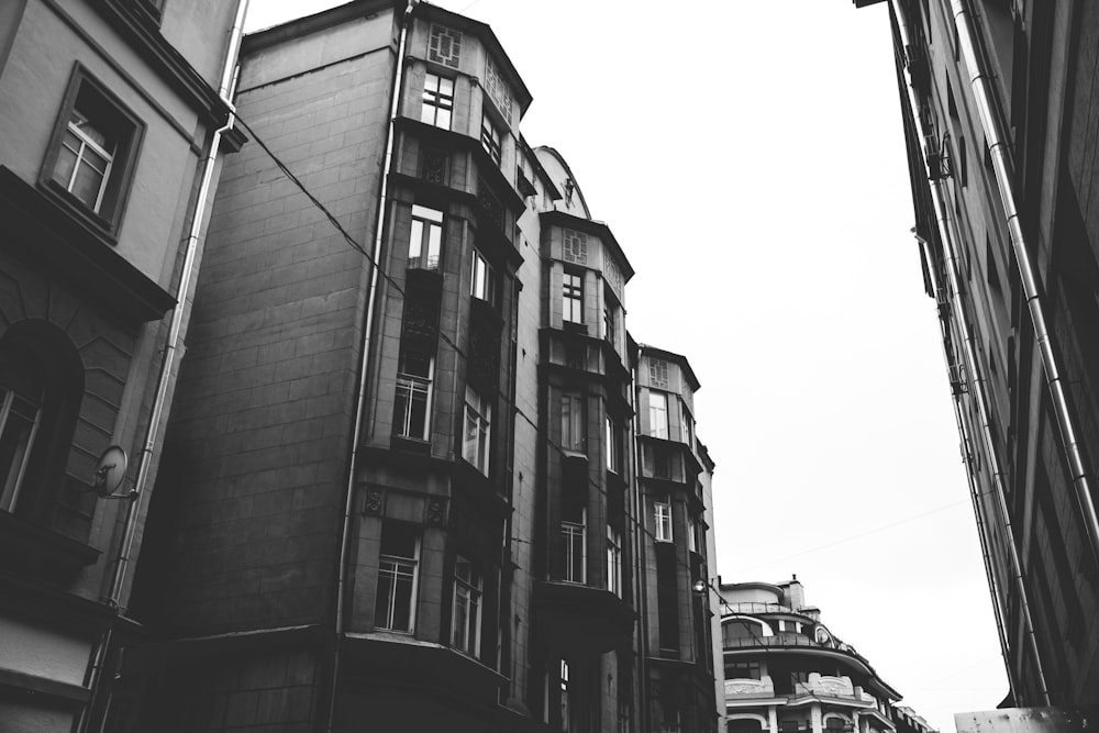 grayscale photo of concrete building