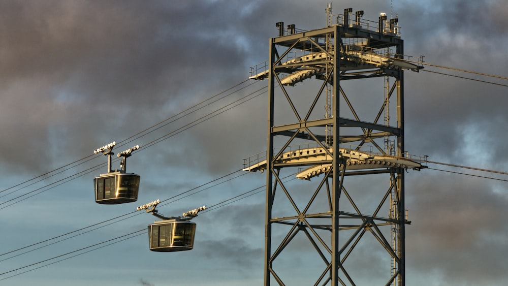 black cable cars under blue sky during daytime