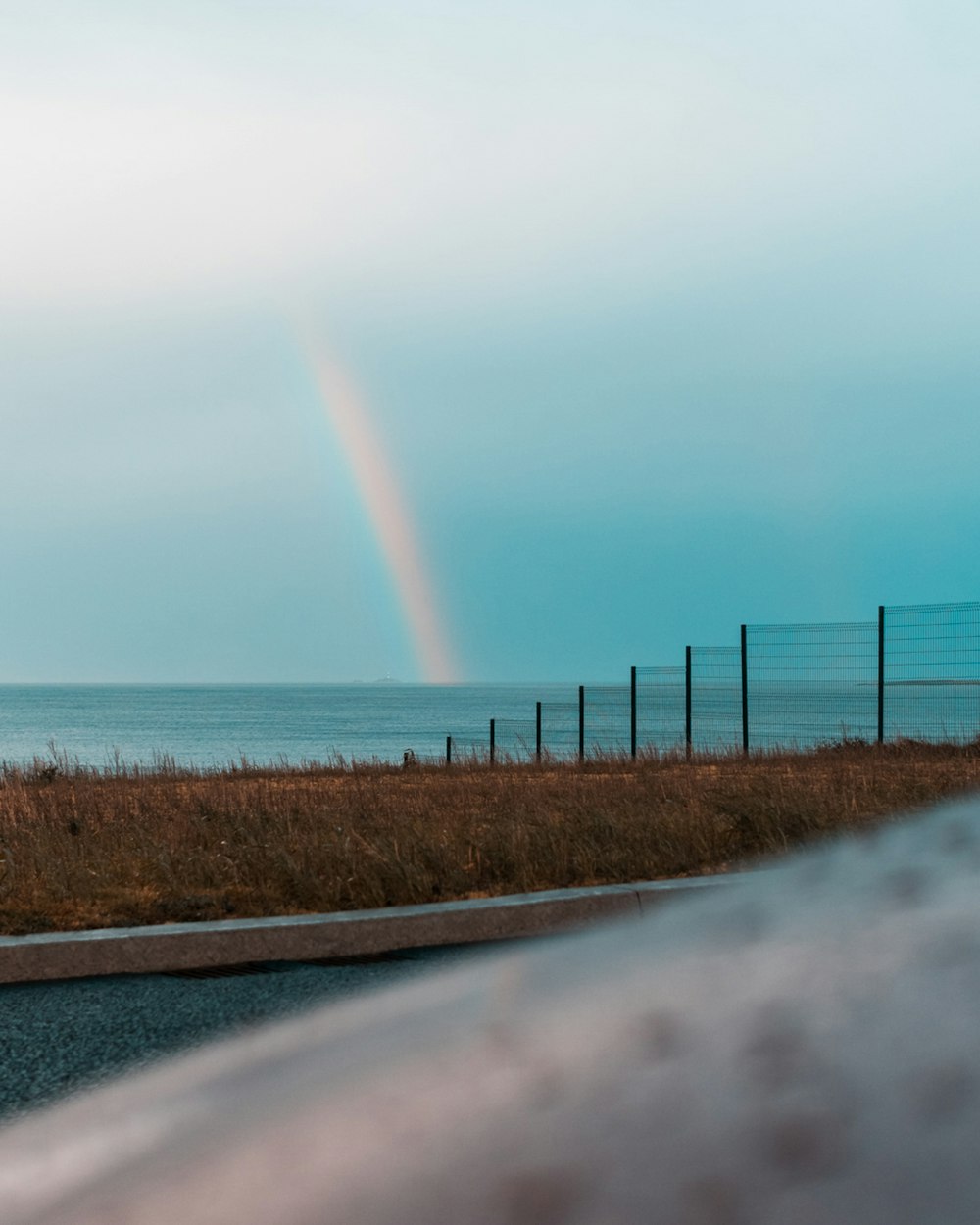 gray concrete road near sea under blue sky during daytime